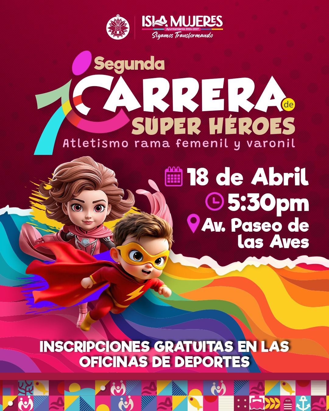 Gobierno Municipal invita a familias isleñas a participar en la Segunda Carrera de Súper Héroes