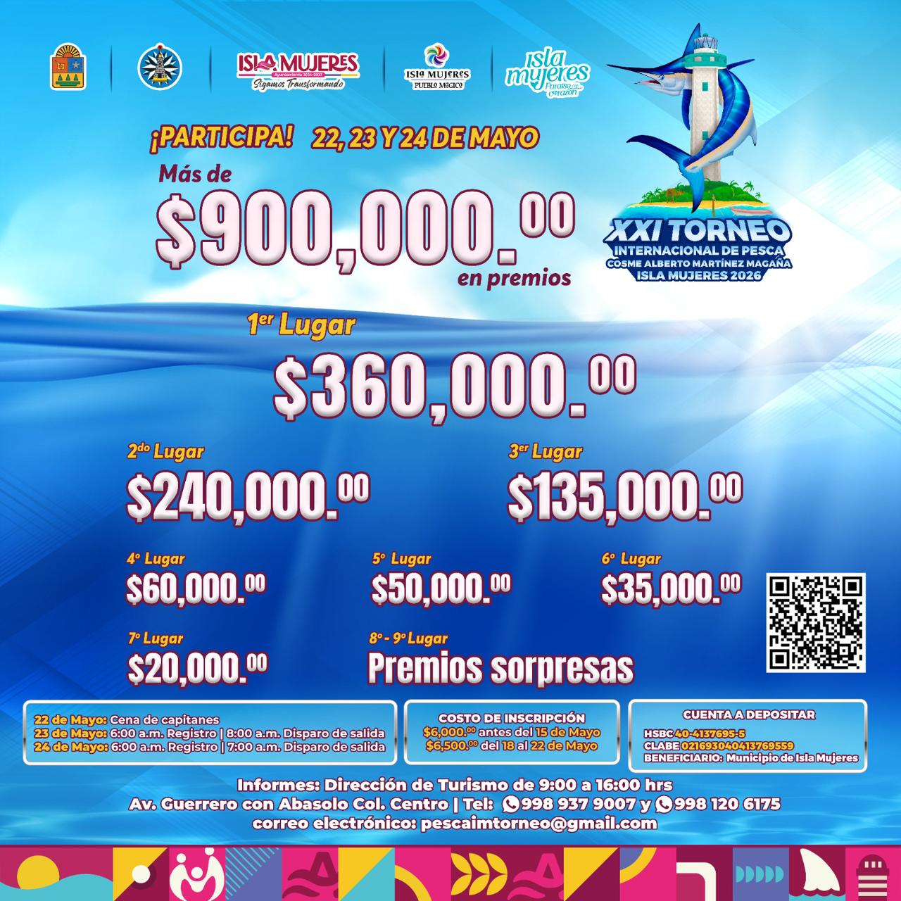 Continúan abiertas las inscripciones para el XXI Torneo Internacional de Pesca “Cosme Alberto Martínez Magaña” en Isla Mujeres