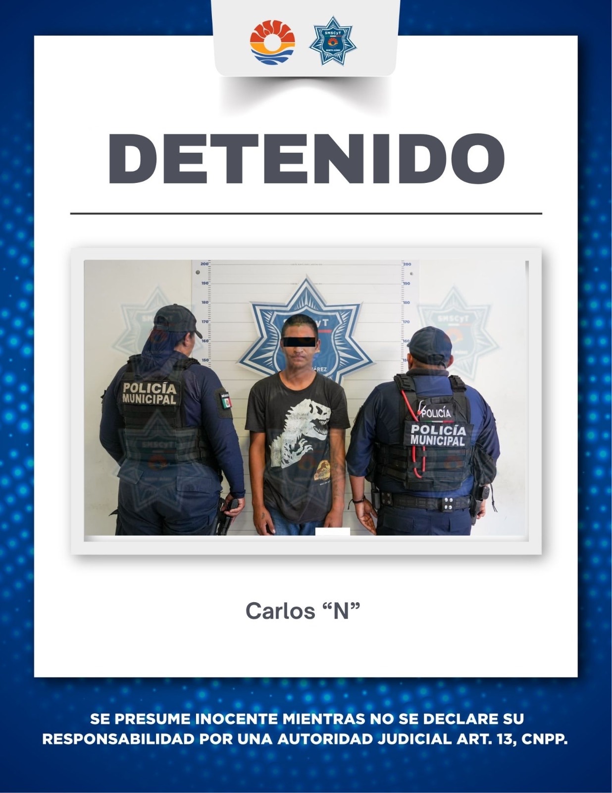 POLICÍA CANCÚN DETIENE A UN MASCULINIO POR RESISTENCIA Y DESOBEDIENCIA EN LA SM 253