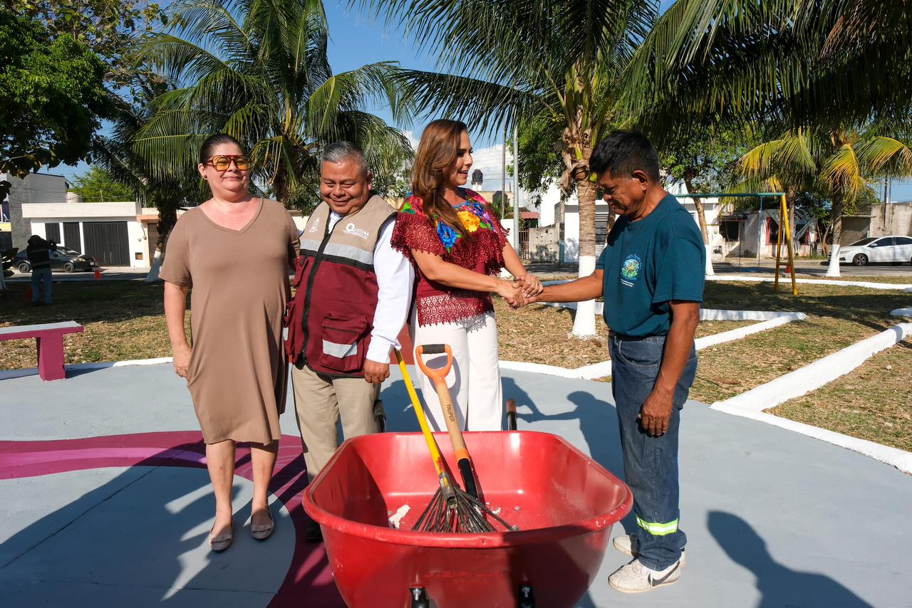 Informa Mara Lezama rehabilitación del parque Los Almendros en Chetumal como parte del rescate de espacios públicos
