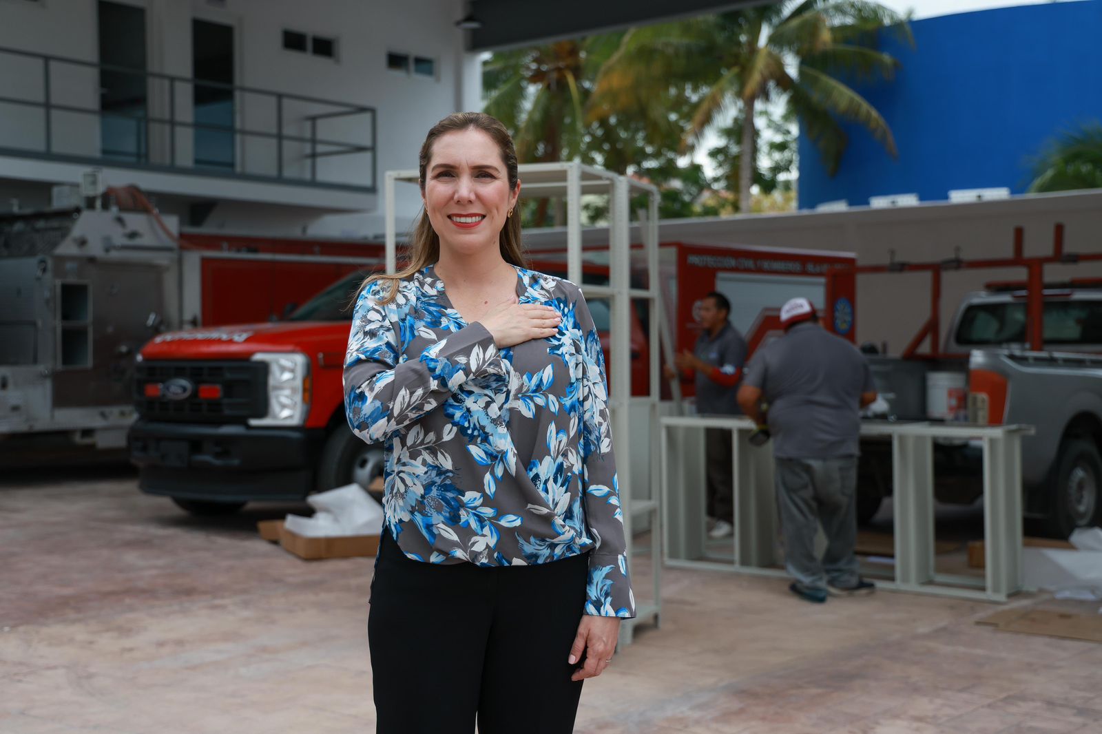 Atenea supervisa avances finales de la nueva Base de Protección Civil y Bomberos en Costa Mujeres
