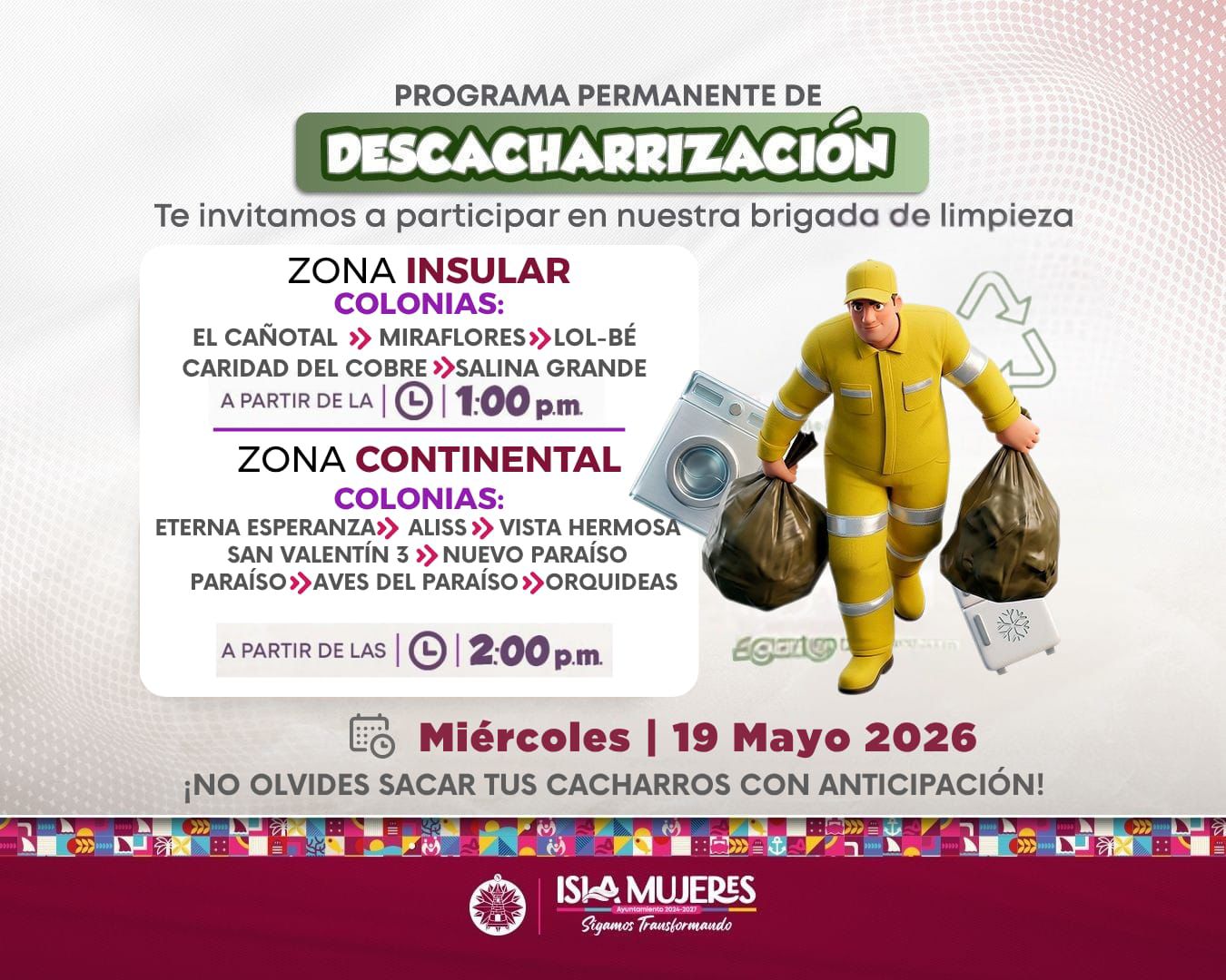 Gobierno de Isla Mujeres refuerza jornadas de descacharrización en colonias de la Isla y Zona Continental
