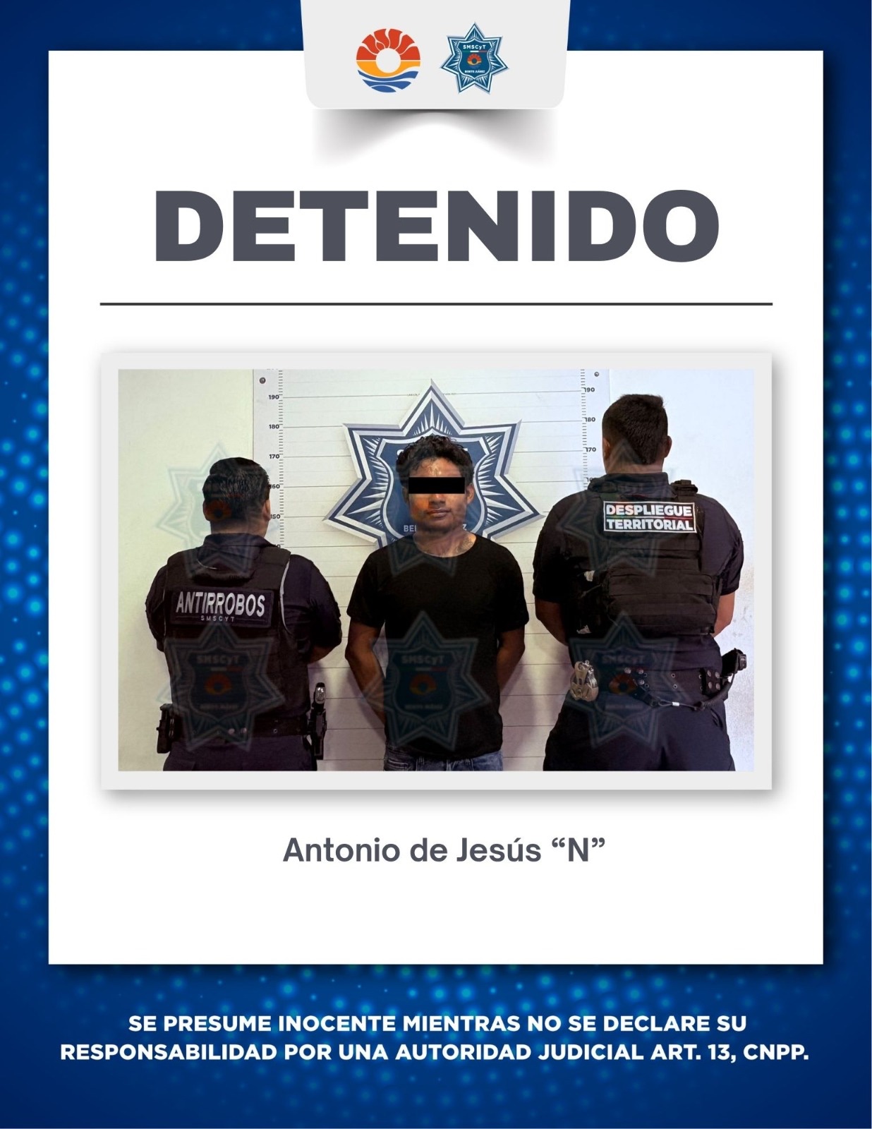 POLICÍA CANCÚN DETIENE A MASCULINO POR PORTACIÓN DE ARMA PROHIBIDA EN LA SM 222