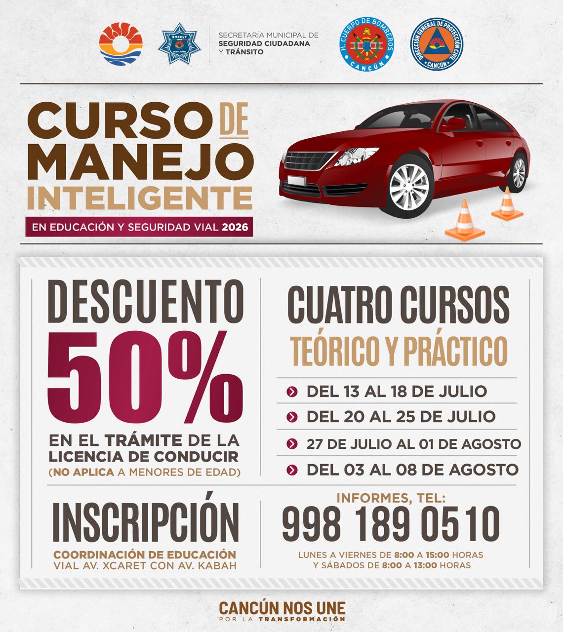 GRACIAS A LA ALTA DEMANDA, POLICÍA CANCÚN ABRE NUEVAS FECHAS DEL CURSO “MANEJO INTELIGENTE 2026”