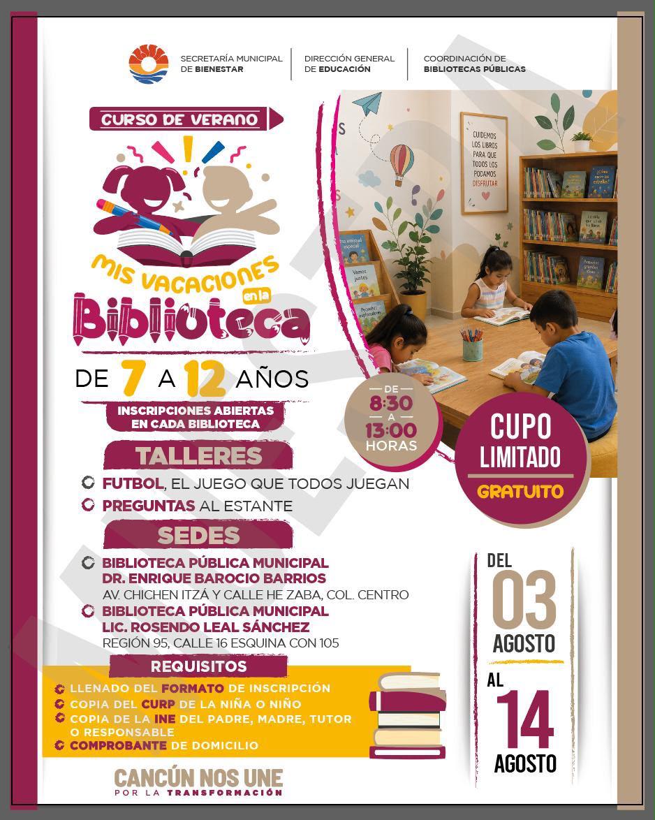 INVITAN A CURSO DE VERANO “MIS VACACIONES EN LA BIBLIOTECA 2026”