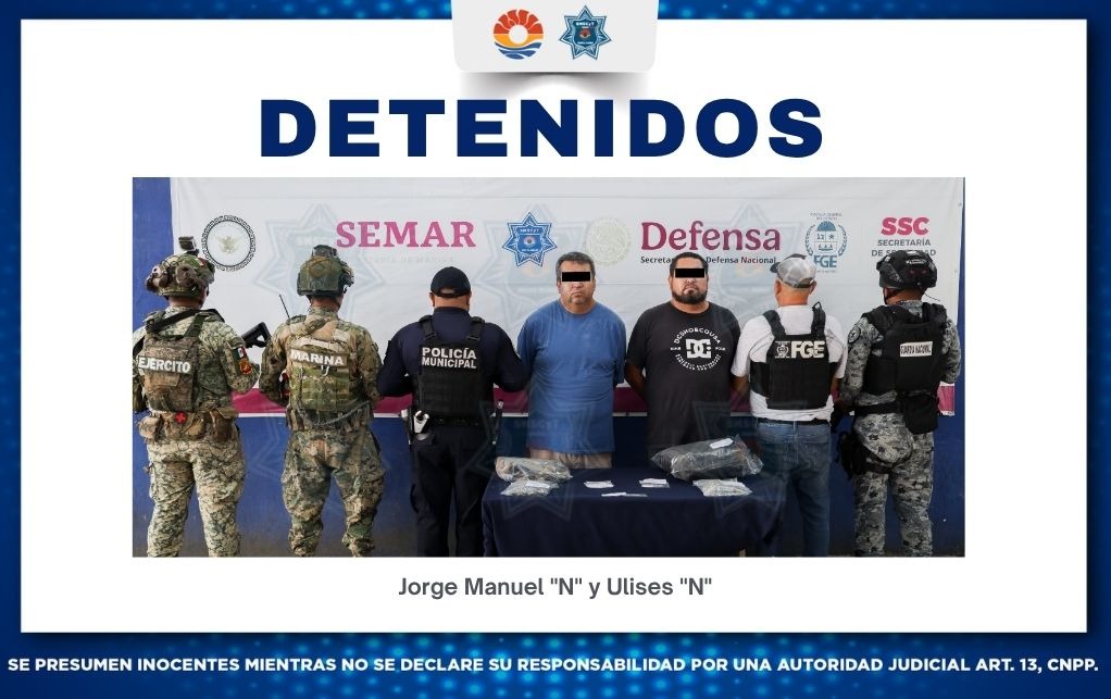 DETIENEN A DOS MASCULINOS POR PRESUNTOS DELITOS CONTRA LA SALUD DURANTE OPERATIVO BLINDAJE