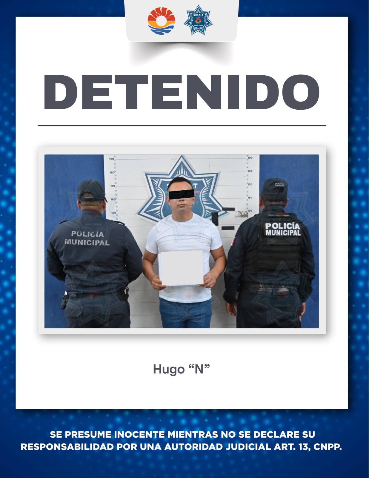 POLICÍA CANCÚN DETIENE A MASCULINO POR DESOBEDIENCIA Y RESISTENCIA DE PARTICULARES