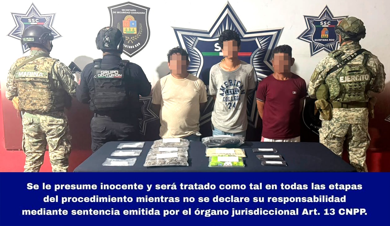 Se realiza la detención de Emmanuel “N”, Arturo “N” y Sergio “N”, presuntos implicados en delitos contra la salud.